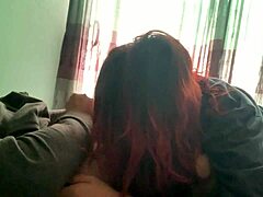 She devours my big cock without knowing I'm recording