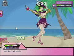 I feel so aroused watching this cosplay threesome in Con-Quest Pokémon hentai game episode 8 with tan lines double creampie action.