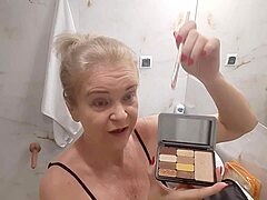 Jenny the blonde prepares for a fun disco night.