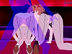 Mikoto Misaka and Kuroko Shirai engage in intense bunny girl threesome sex