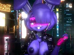 Bonnie from FNF dances in a K-pop Queen Card style with furry elements