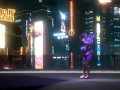 Bonnie from FNF dances in a K-pop Queen Card style with furry elements