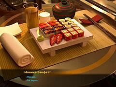 In fashion business game, player gropes and touches 3d cartoon girl's big tits and boobs