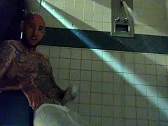 Stroking this big tattooed white dick in the shower