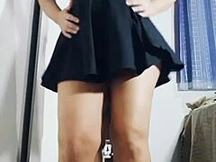 Mirelladelicia strips and plays with thick dildo in hot compilation