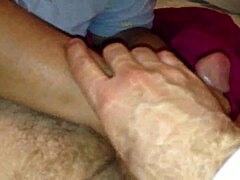 mature amateur wife gives handjob, double cumshot making him cum twice