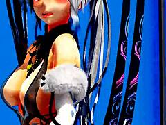 Half-naked whore dances with exposed pussy