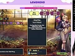 Vtuber lewdneko with big tits plays futanari game in cage!