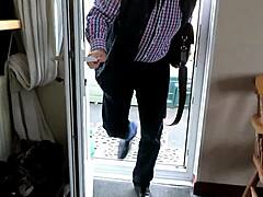 Her naughty fuck buddy arrives for homemade fun. Wife watches eagerly.