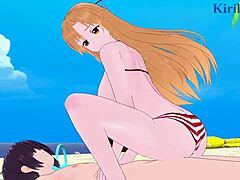 asuna yuuki and sinon asada in sword art online hentai