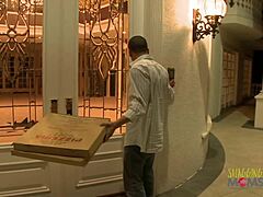 blonde slut paying for pizza with her tight pussy