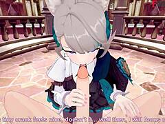 Uncensored Lynette Blowjob In Genshin Impact Anime.