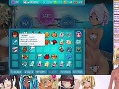 Vtuber lewdneko plays huniepop 2 double date with big tits in lingerie.