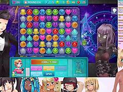 Vtuber lewdneko plays huniepop 2 double date with big tits in lingerie.