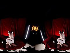 HelluvaBoss test video featuring big tits blonde in cosplay for VR.