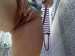 Blonde MILF PLAYS with BUTT PLUG in SHOWER