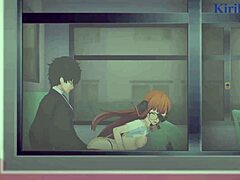 Futaba Sakura, Ann Takamaki, and Ren Amamiya are having intense sex in Persona 5 hentai with creampie.