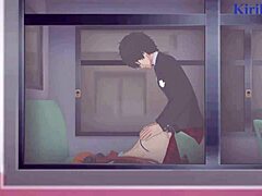 Futaba Sakura, Ann Takamaki, and Ren Amamiya are having intense sex in Persona 5 hentai with creampie.