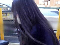 Tall japanese babe bent over for tight doggystyle pounding