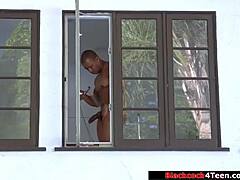 Hot and sexy CHICK gets RAMMED by a BIG BLACK COCK in this intense deepthroat blowjob scene with her neighbor.