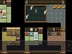 Tanned girl Natsuki in hentai game episode 10 pissing in public with huge boobs.