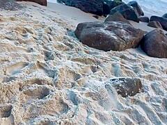 Horny Teen Shows Pussy On Beach