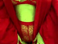 i see brunette in red lingerie playin with herself