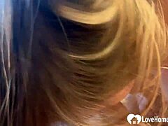 attractive babe strokes cock then sucks it deep in amateur scene