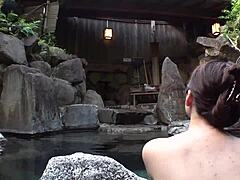 Japanese slut falls into hot spring sex despite boyfriend guilt