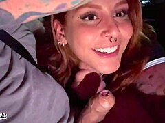 Giving a tasty blowjob in the car until getting loads.