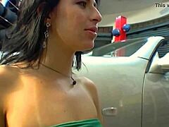 Raw sex in a Mercedes with big boobs and tight ass