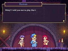 Scarlet maiden hentai game shows misty bound in redhead 3some with big tits!