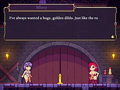 Scarlet maiden hentai game shows misty bound in redhead 3some with big tits!