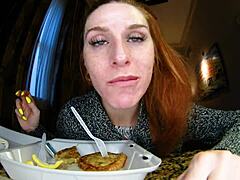 french toast with moaning tongue close up