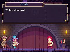 Scarlet maiden hentai game shows misty bound in redhead 3some with big tits!