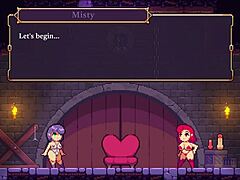 Scarlet maiden hentai game shows misty bound in redhead 3some with big tits!