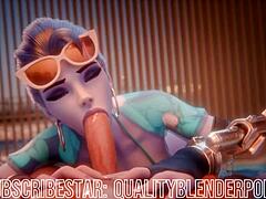 Widow deepthroats cock on the beach with big tits and ass