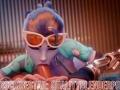 Widow deepthroats cock on the beach with big tits and ass