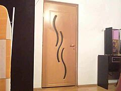 Nasty solo licks shaved pussy in bedroom.