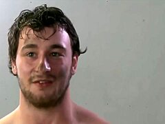 safado sucks three guys in locker room orgy action