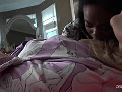 Hot Amateur Ebony and Brunette Lesbians Licking Pussy