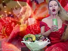 Intense food porn with financial domination and masturbation