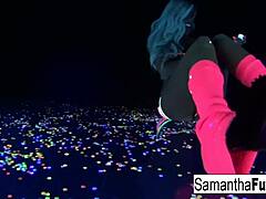 Samantha Saint Enjoys Black Light Solo Session