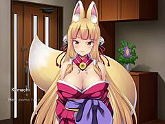 fox girl gives epic morning blowjob in anime game