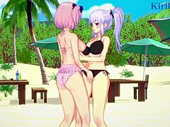 Yagy and Hibari intense lesbian play and futanari sex - Senran Kagura Hentai