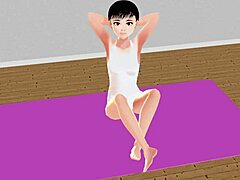 Wow, check out Leo's anime girl stretching in yoga! How hot is this?