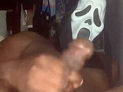 trick or treat with hairy handjob on monster cock 😈