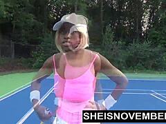 MsNovember’s Ebony Face Gripped by Huge Cock