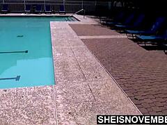 Damn, watch my freaky ebony ass get naked by the pool today!