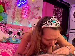 Narrative Stepsister Mia Kay from California gives the BEST HEAD in POV as a petite blonde blowjob QUEEN in the bedroom.